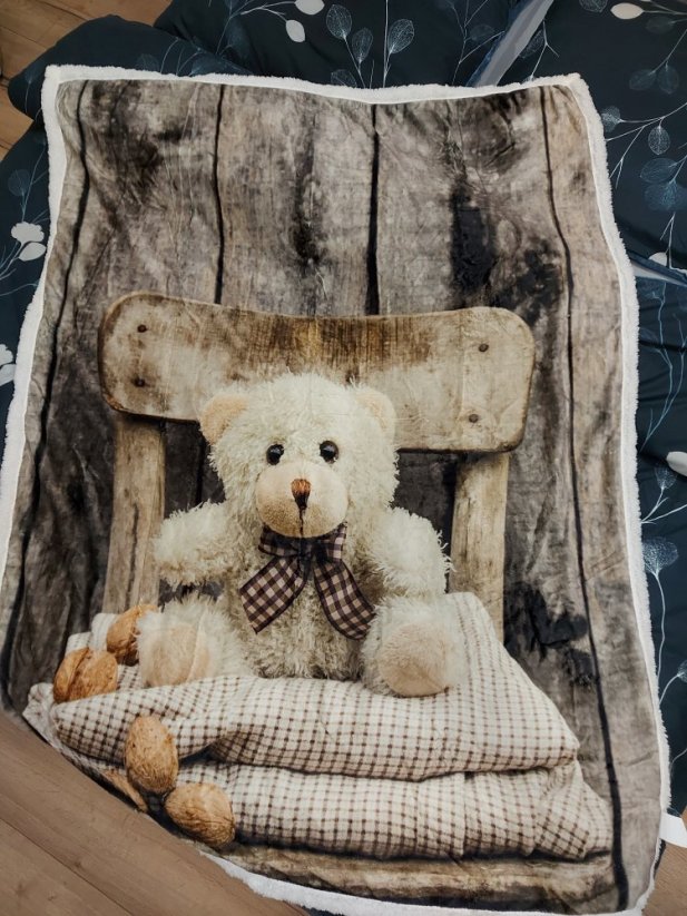 Kvalitetna dječja deka za kolica s medvjedićem 130 x 160 cm