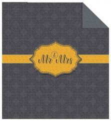 Elegantný prehoz v sivej farbe s nápisom Mr. a Mrs.