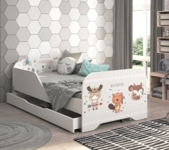 Detská posteľ MIKI 160 x 80 cm  s motívom lesných zvieratiek