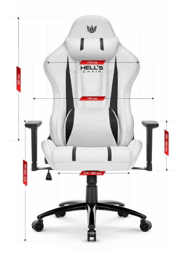 Herná ergonomická stolička HC-1013 – biele kancelárske kreslo s 3D podrúčkami