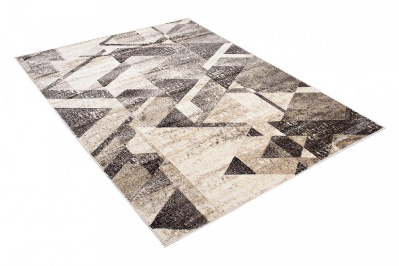 Vielseitiger moderner Teppich mit geometrischem Muster in Brauntönen