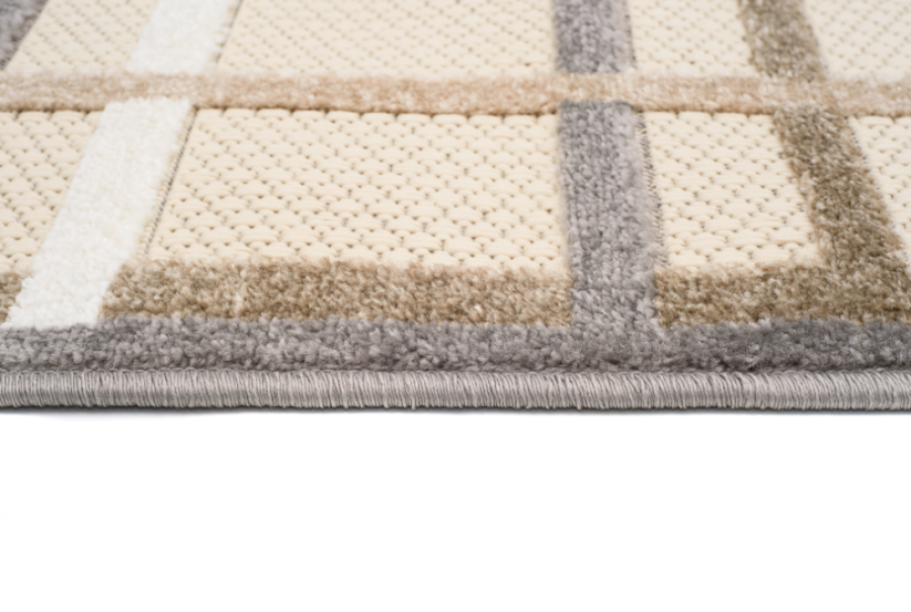 Terasový krémový koberec so sivý detailom
