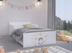 Zauberhaftes Kinderbett mit schlafender Katze und Sternbildern 160 x 80 cm