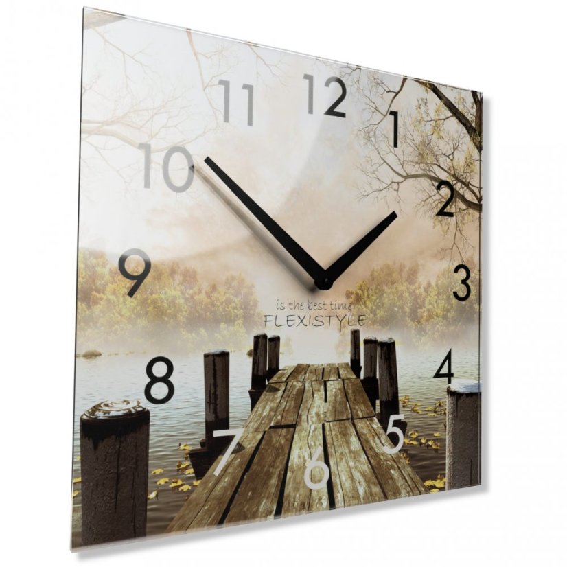Dekorative Uhr aus Glas   mit Herbstmotiv, 30 cm