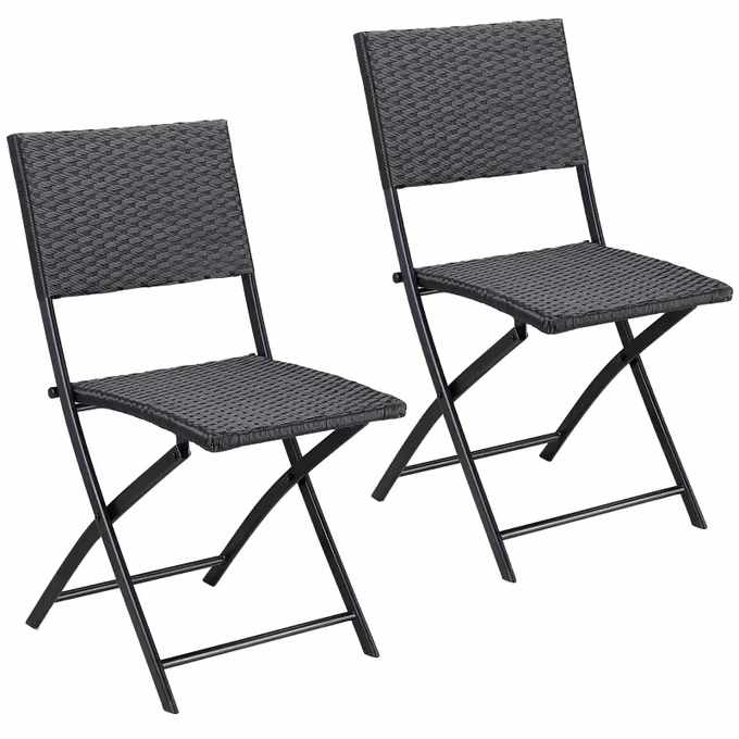 Scaune de grădină pliabile ROME din polyrattan - set de 2, capacitate maximă 120 kg