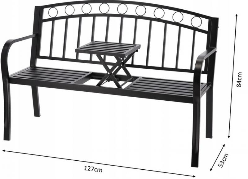 Panchina da giardino con tavolo pieghevole 127 x 53 x 84 cm