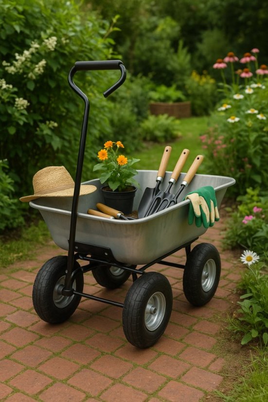 Cărucior de grădină 3 în 1 cu basculantă, capacitate de încărcare până la 250 kg, oțel galvanizat