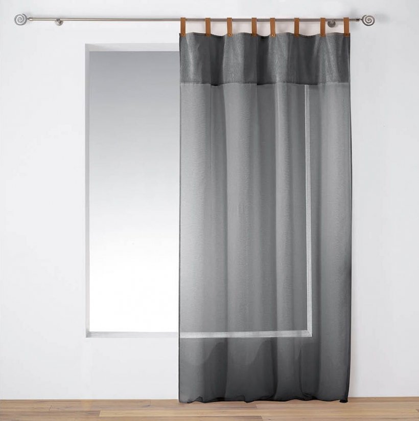 Стилна сива завеса с кожено окачване 140x240 см