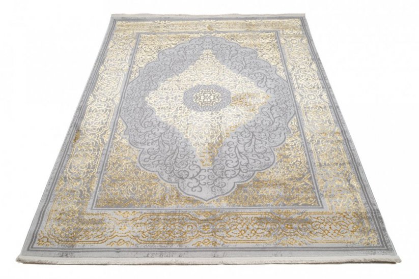 Exkluzivní moderní šedý koberec se zlatým orientálním vzorem - Rozměr koberce: Šířka: 120 cm | Délka: 170 cm