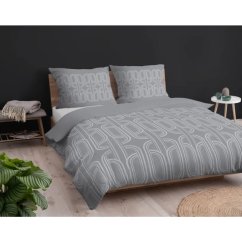 Flanel ágynemű - szürke, geometrikus mintával