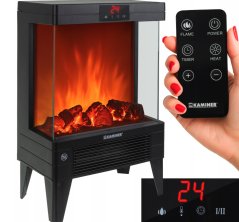 Електрическа камина KAMINER EMBEGO 2000W - свободностояща камина с вентилатор и 3D ефект на огъня