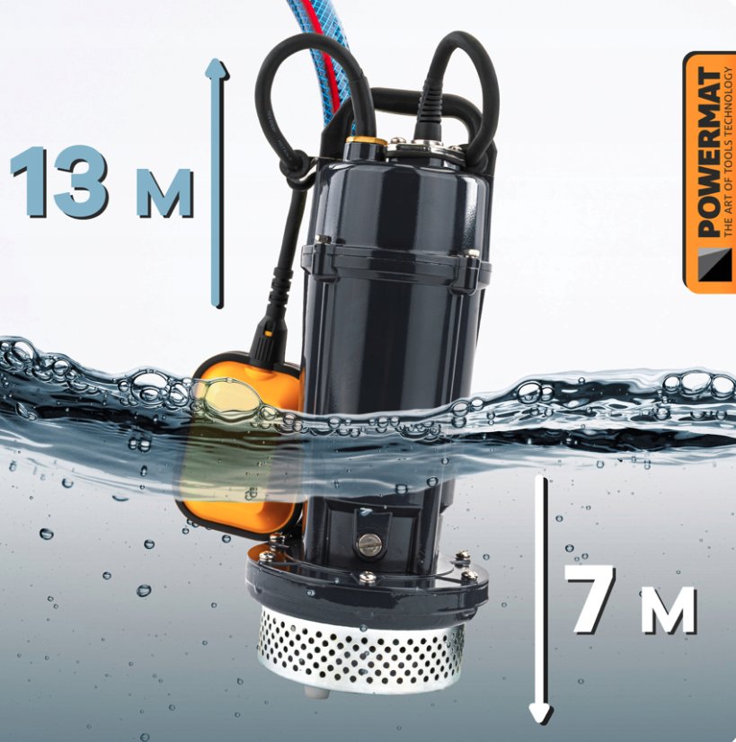 Búvárszivattyú úszóval - 6000 l/h, vízkiszorítás 14 m