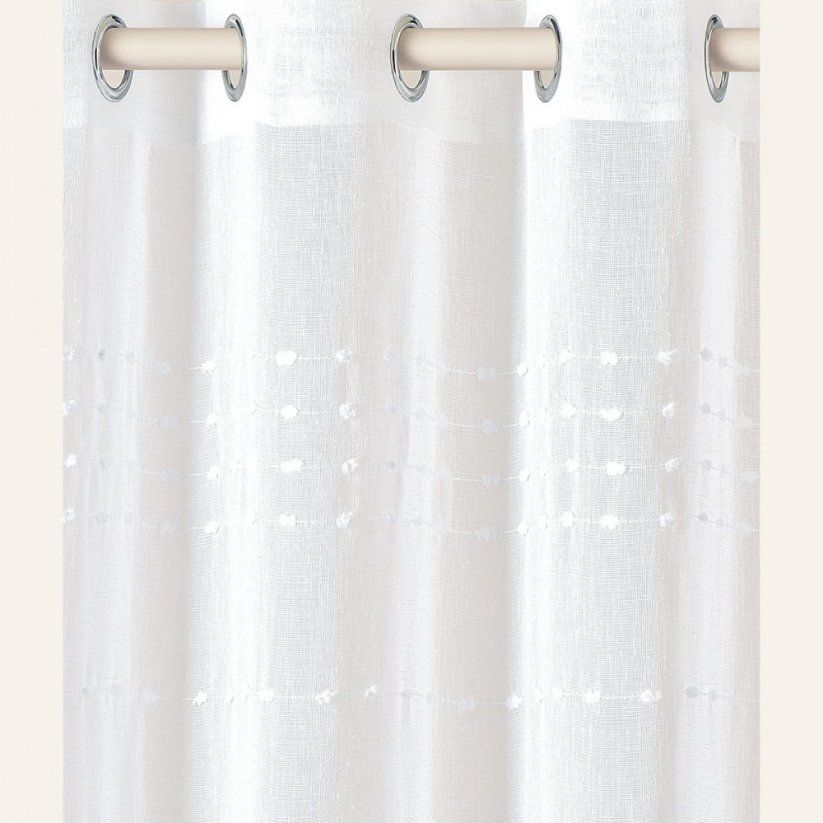 Hochwertige weiße Gardine  Marisa  mit silbernen Ösen 140 x 280 cm