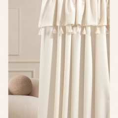 Svetlo krem zavesa Astoria s čopki na veznem traku 140 x 250 cm