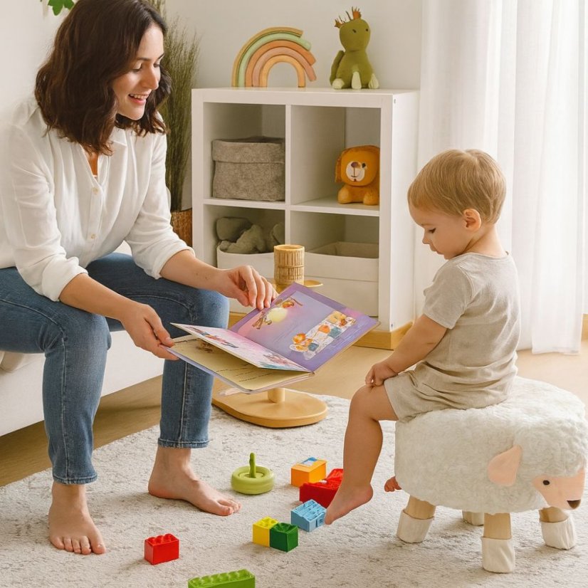 Kinderhocker mit Schafmotiv