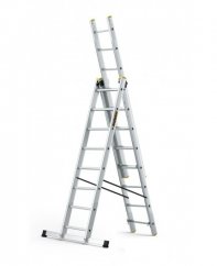 Viacúčelový hliníkový rebrík, 3 x 8 priečok a nosnosť 150 kg