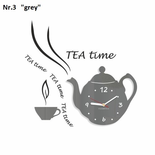 Dekoračné kuchynské hodiny Tea Time - Farba: sivá