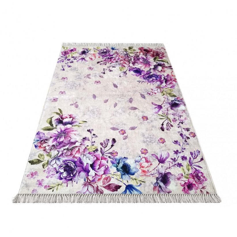 Tepih s cvjetnim uzorkom u ljubičastim nijansama