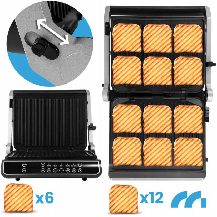 Elektrický kontaktní gril SM5000W-PRO s LED displejem - 2500 W