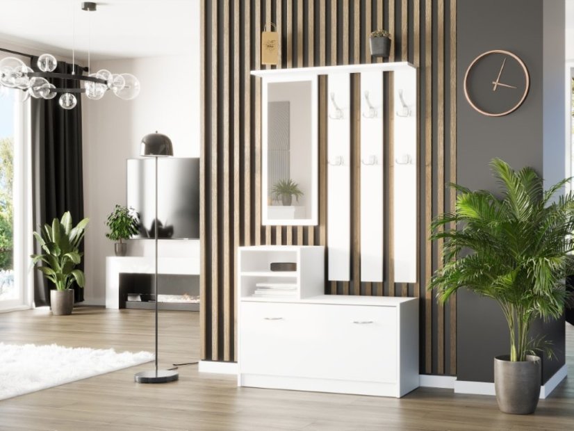 Praktikus előszobai szekrény tükörrel és cipőtartóval 90 x 160 cm