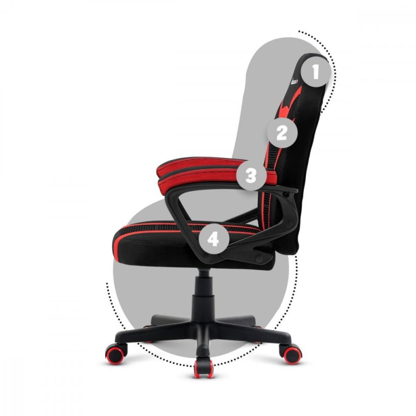 Hochwertiger Gaming-Stuhl für Kinder in Schwarz und Rot