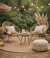 Set di mobili da giardino in tecnicoratano marrone