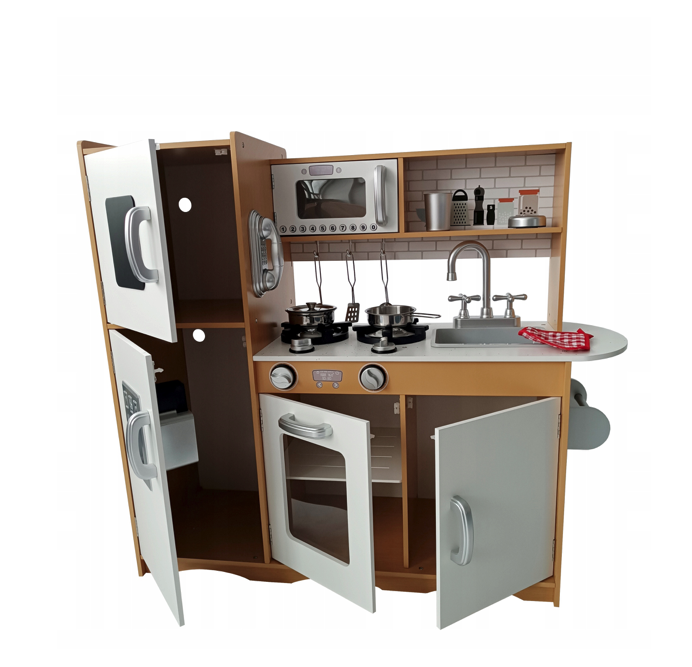 Dječja drvena kuhinja s dodacima i LED rasvjetom