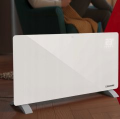 Elektrický skleněný ohřívač Kaminer ZELVA 2500W s WiFi ovládáním - bílý
