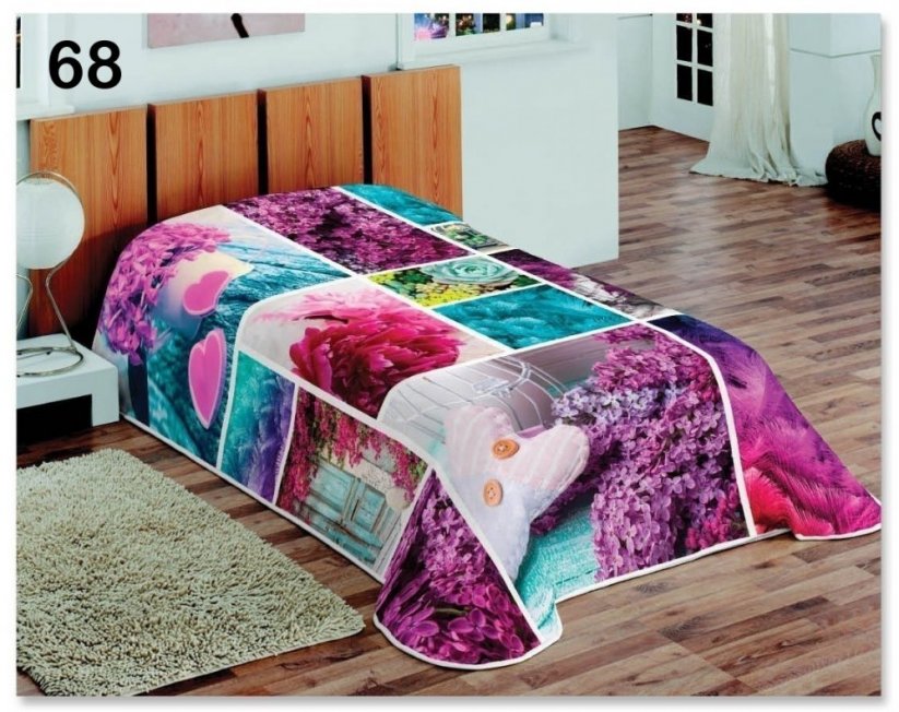 Dekoratív takaró és paplan lila színben