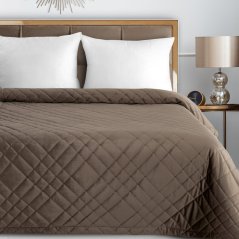 Cuvertură de pat elegantă din catifea cu cusături geometrice - maro