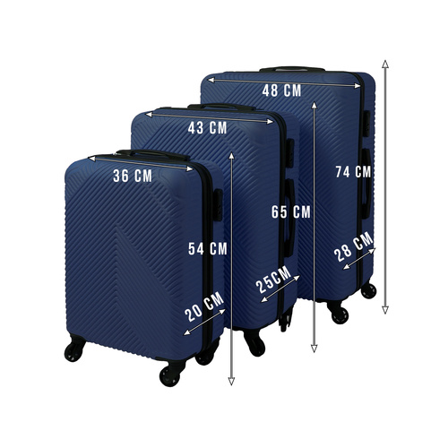 Komplet 3 potovalnih kovčkov TRIZAND - temno modri
