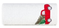 Weihnachtshandtuch aus Baumwolle weiß mit Auto