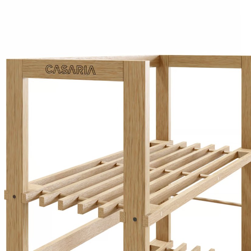 Szabadon álló fa polc 136 x 58 x 27 cm – 5 polccal, lakkozott tömörfából