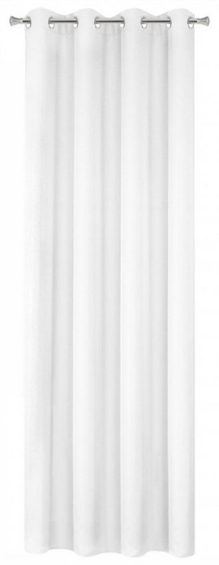 Draperie decorativă monocromatică albă ca zăpada agăţată pe inele 140 x 250 cm