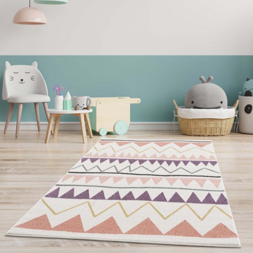 Kusový koberec do detskej izby s cik cak vzorom