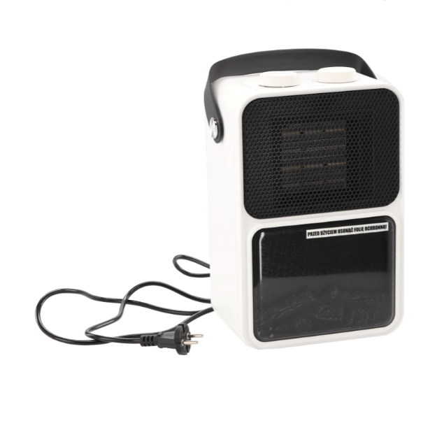 Szabadon álló fehér elektromos kandalló lánghatással - 600/1200 W