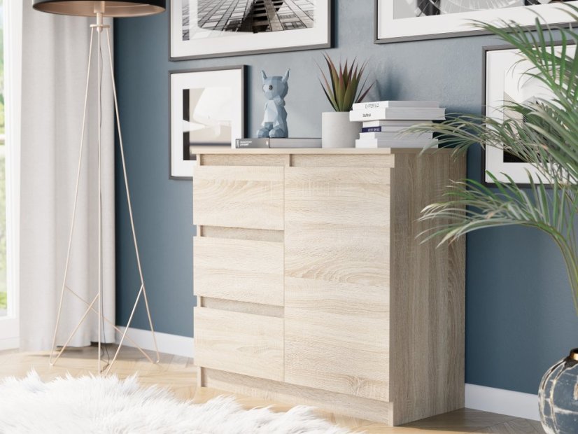 Komoda R-80-S3 se zásuvkami 80 cm - různé barevné varianty - Barva produktu: antracit mix bílá