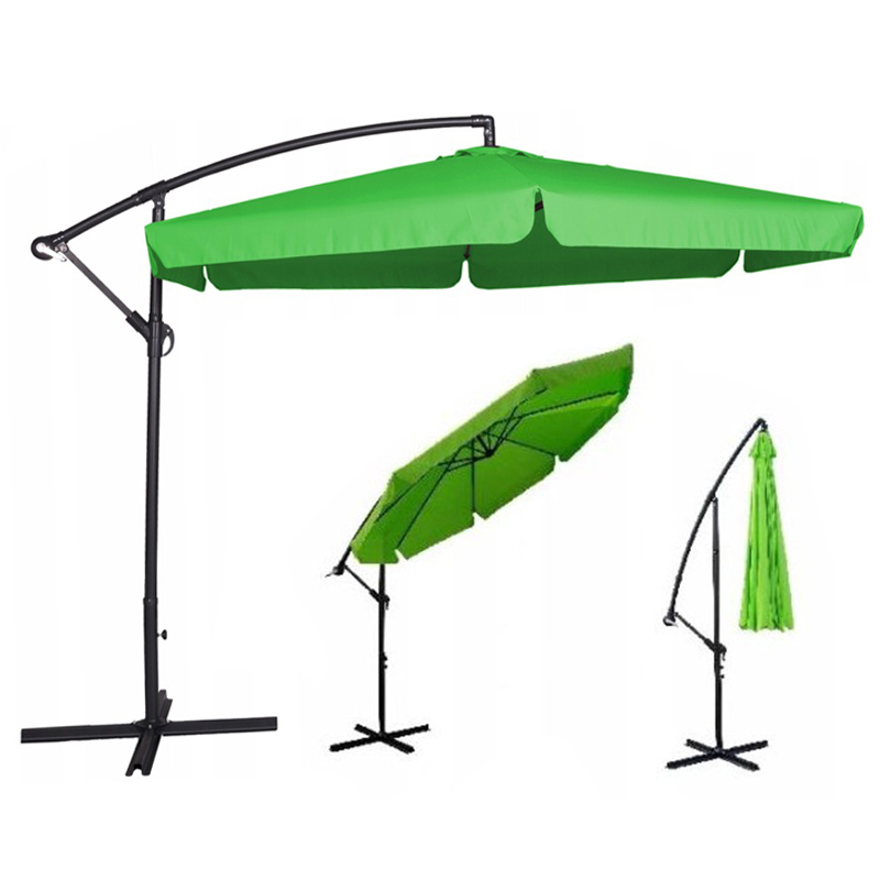 Svetlo zelen vrtni dežnik s stojalom