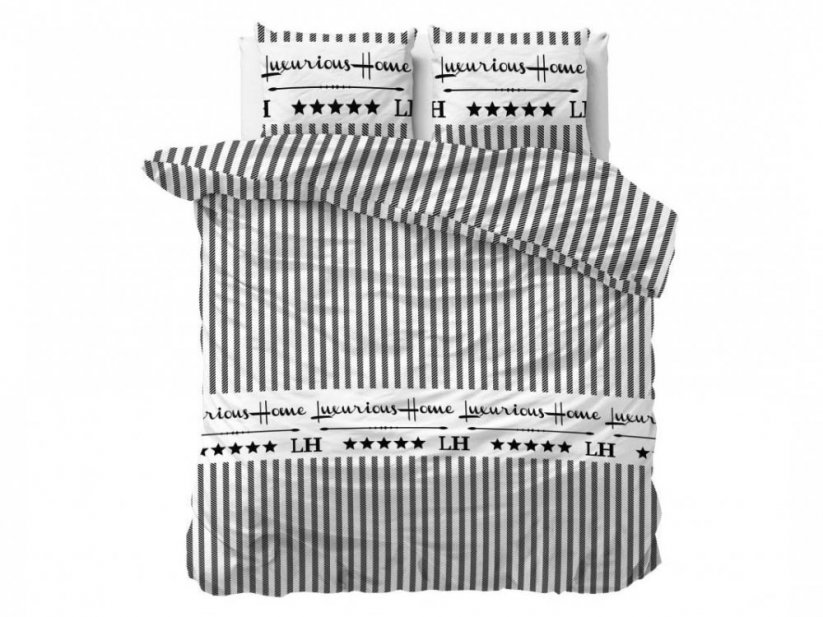 Unikatna bijela posteljina s uzorkom na pruge 200 x 220 cm