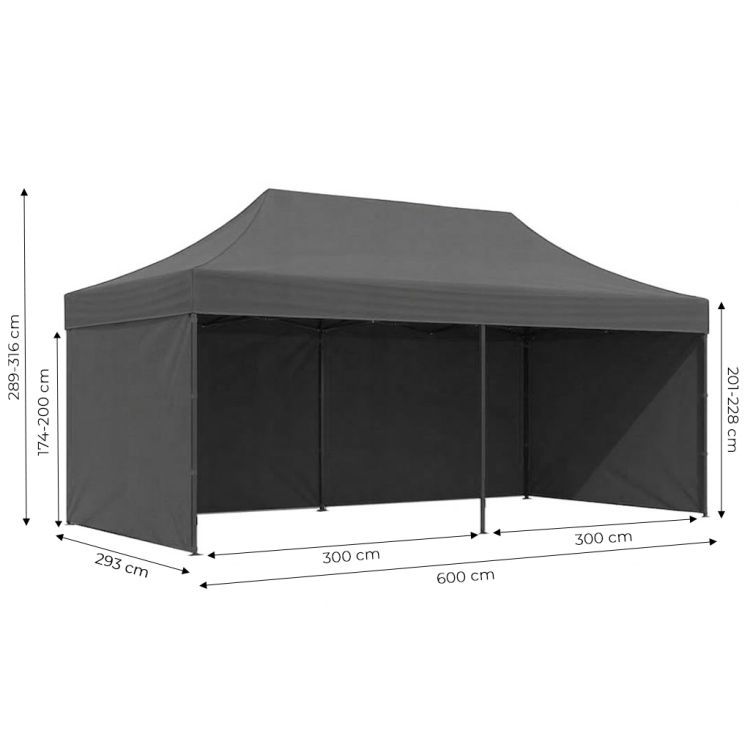 Összecsukható party sátor különböző színű oldalfalakkal 3 x 6 m