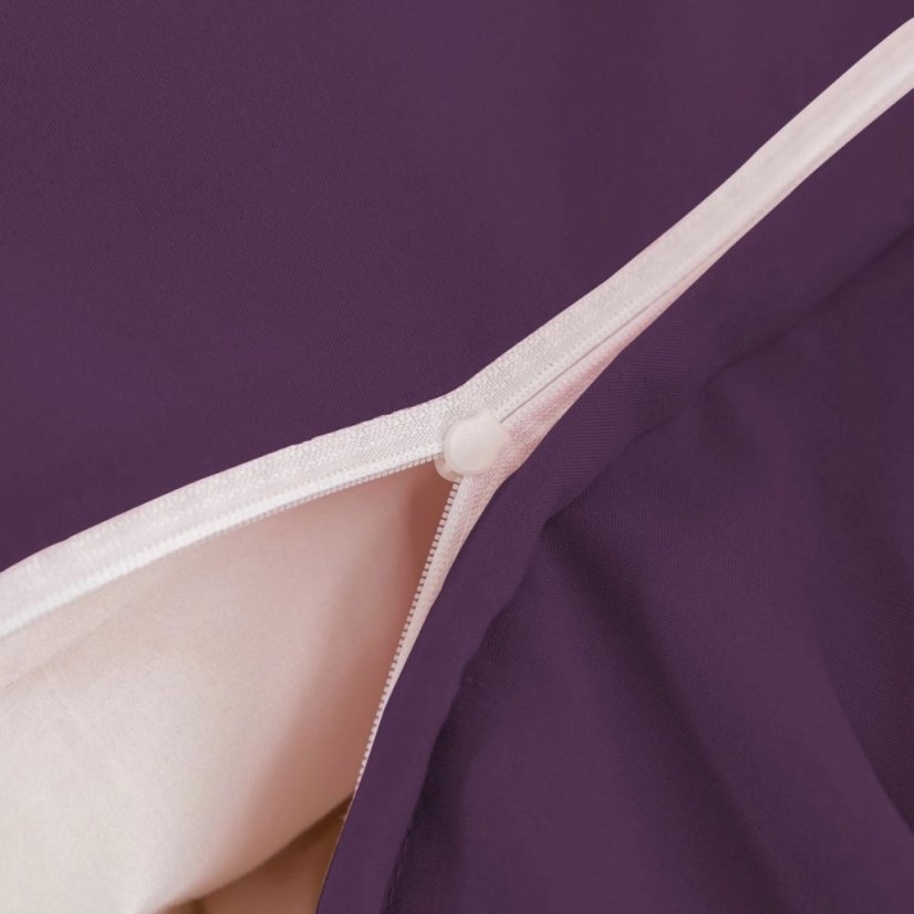 Posteľné obliečky zo syntetickej bavlny - fialové s čiernym lemom