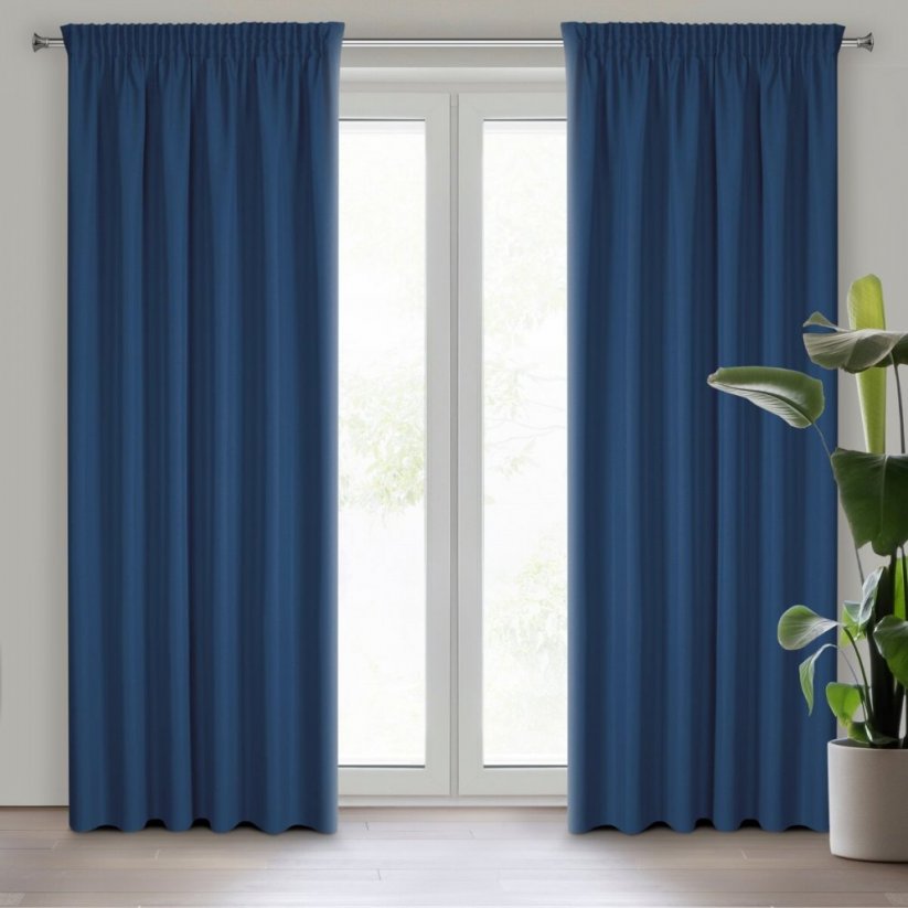 Lepe temno modre zavese za trak 140 x 270 cm