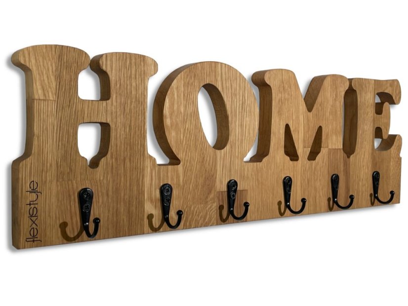 Nástěnný věšák z masivního dubu HOME - 50 x 16,5 cm