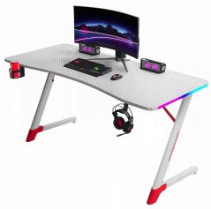 Bijeli gaming PC stol s RGB LED rasvjetom