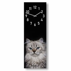 Ceas de perete negru pentru copii 20 x 60 cm pisică