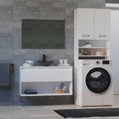 Badezimmerschrank über der Waschmaschine - weiß