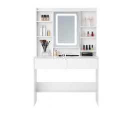 Toaletní stolek s LED zrcadlem a úložným prostorem na šperky