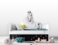 Красив стикер за стена Бял кон