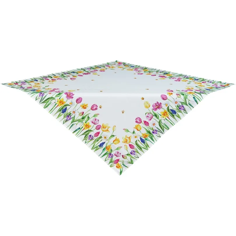 Dekoratív terítő tavaszi virágokkal