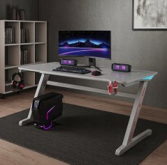 Igraći stol s RGB LED pozadinskim osvjetljenjem u bijeloj boji